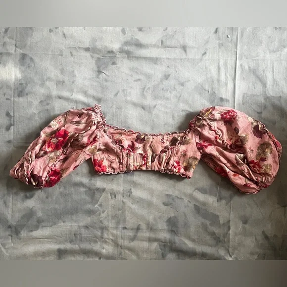 ZIMMERMANN Cassia Floral-Print Linen Cropped Top - Picture 7 of 9